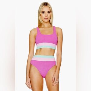 BEACH RIOT swim size L Mackenzie top + Heidi bottom size L blossom colorblock